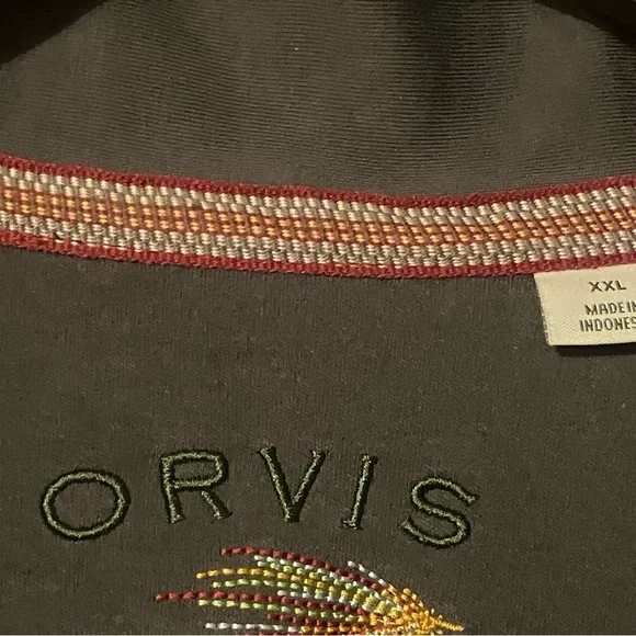 Orvis Men's Blue Quarter Zip Long Sleeve Embroider Pullover Sweatshirt Size XXL - Picture 12 of 14